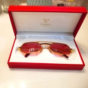 Cartier Must Red Laque Sunglasses - Vintage - with original red leather box